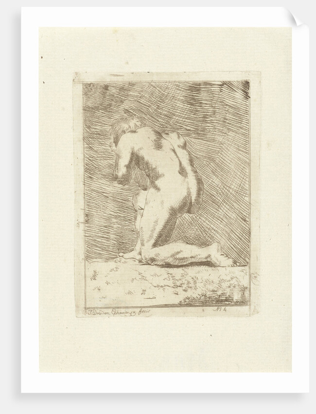 Naked kneeling man by I. Ephraimsz. Dresden