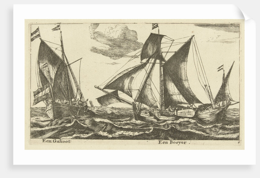 Two ships: a galliot and boeier by Reinier Nooms