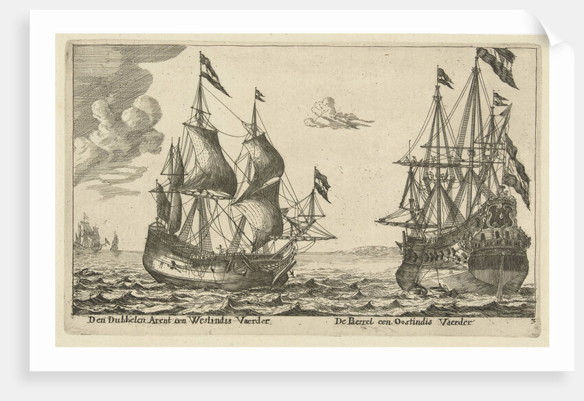 The ships De Parel and De Dubbele Arend by Reinier Nooms