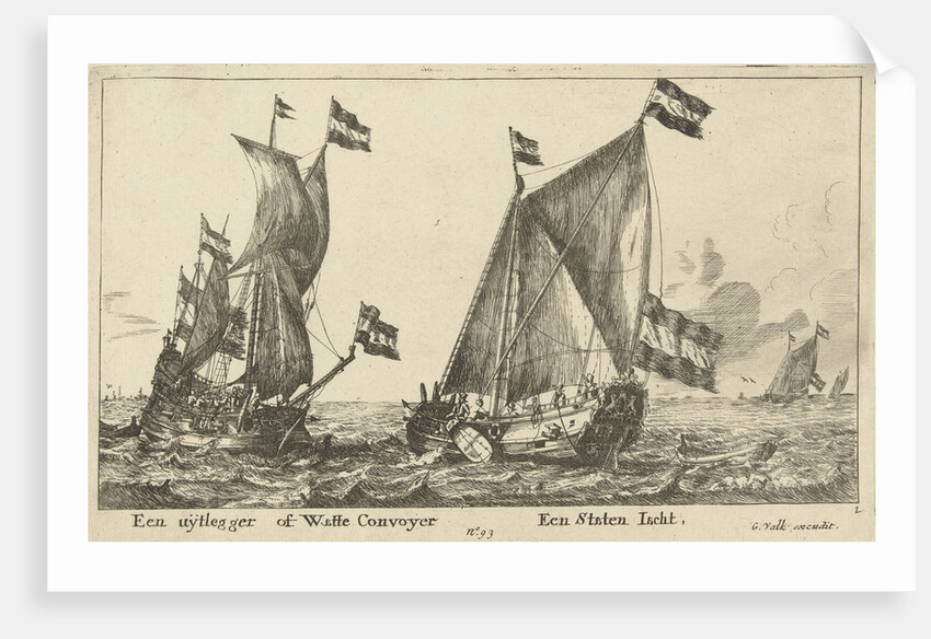 Two ships: a Statenjacht and an interpreter by Gerard Valck