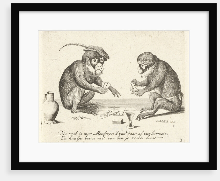 Two monkeys cards by Anonymous