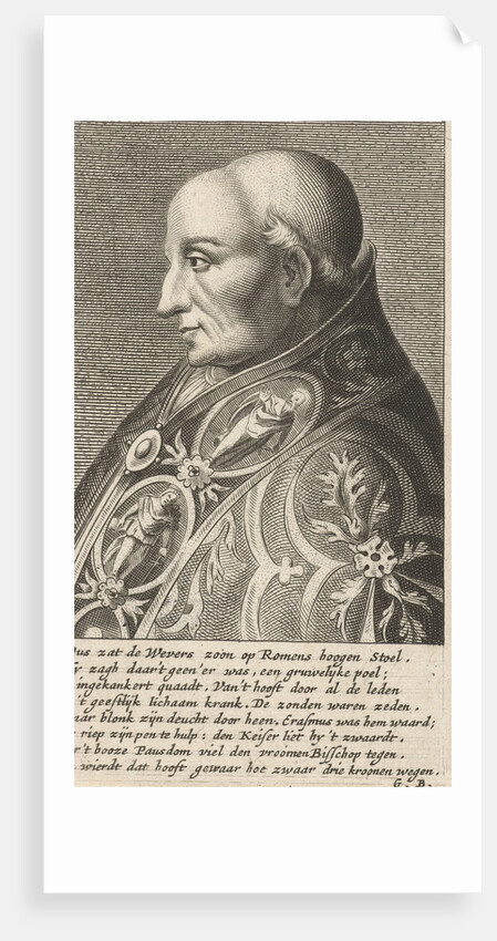 Portrait Bust of Pope Adrian VI with a richly ornamented robe by Hendrik Bary