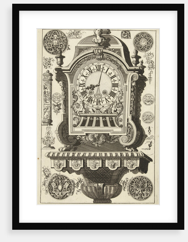 Clock on console awarded bust, Daniël Marot (I) by Anonymous