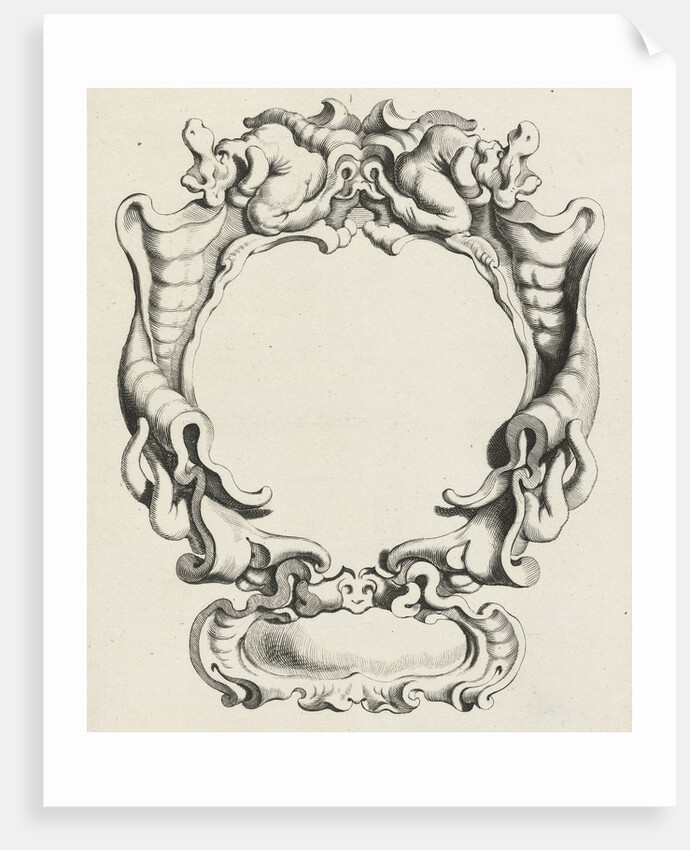 Cartouche with lobe ornament consisting of a large and small compartment by Clement de Jonghe