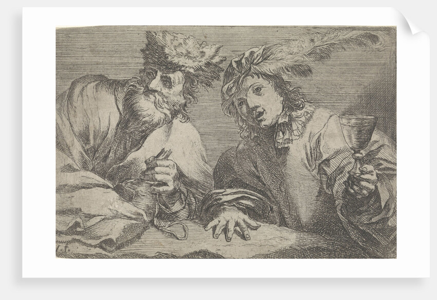 Old and young man at a table by Johann Liss