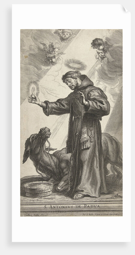 Saint Anthony of Padua made a wonder with donkey kneeling for host by Pieter de Bailliu I