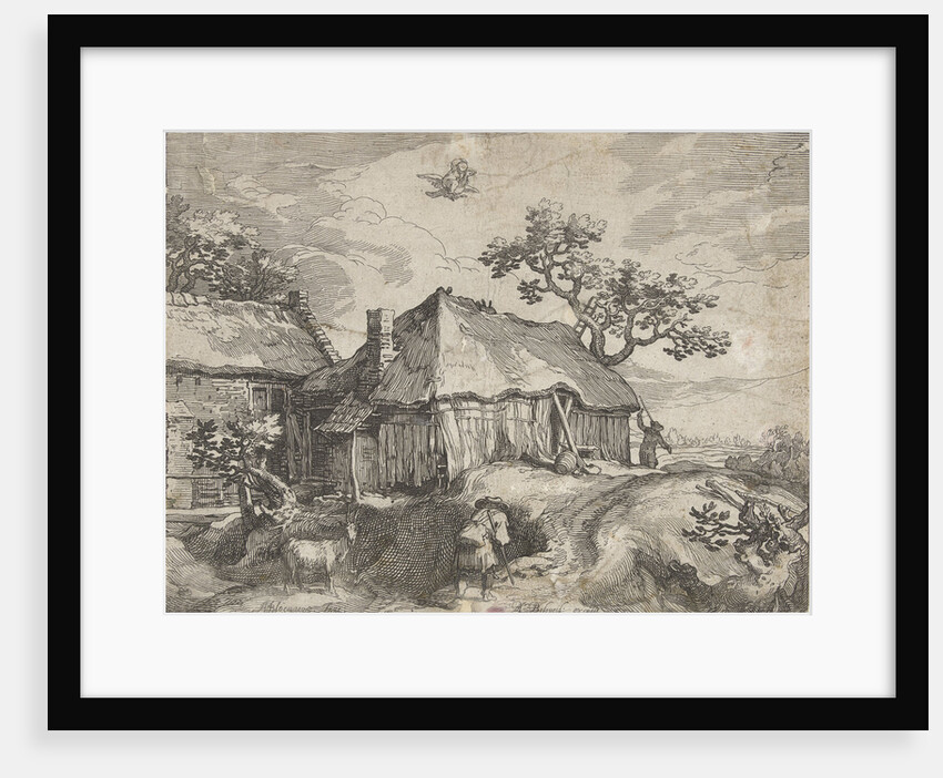 Landscape with farm and rape of Ganymede by Abraham Bloemaert