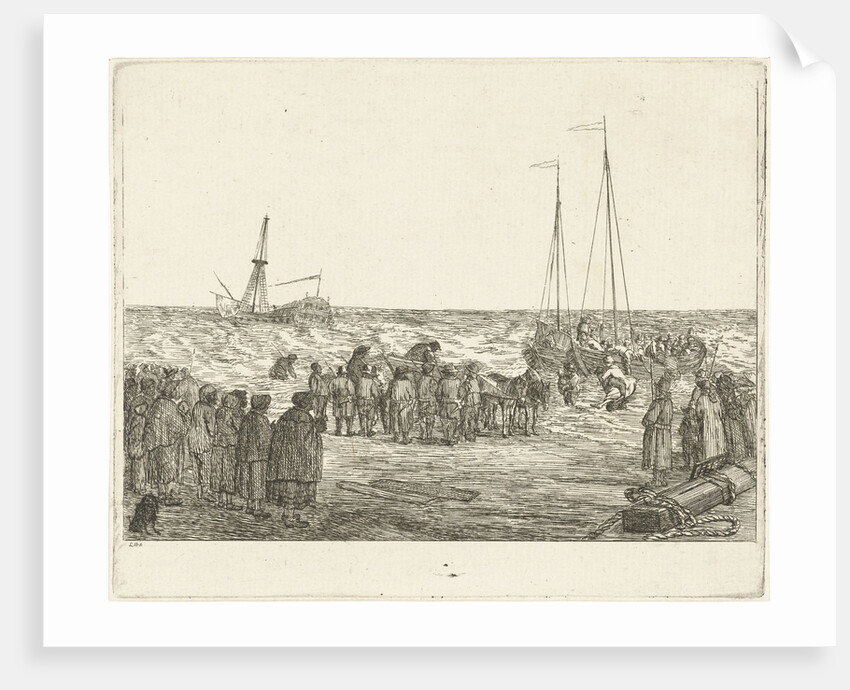 Stranding of the British East Indiaman General Barker in Noordwijk by Louis Bernard Coclers