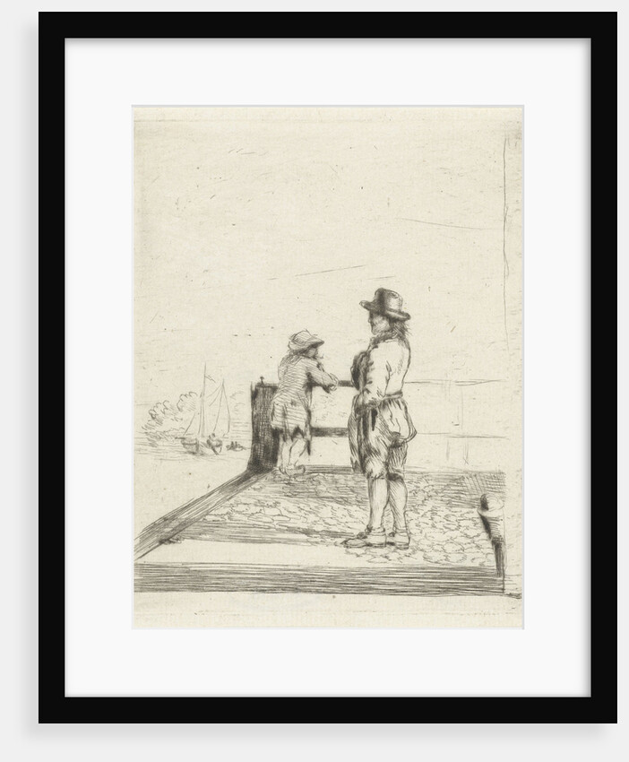 Two sailors in the harbor waiting by Louis Bernard Coclers