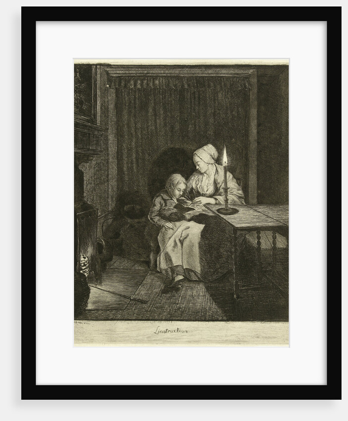 Mother giving her son lesson by Louis Bernard Coclers