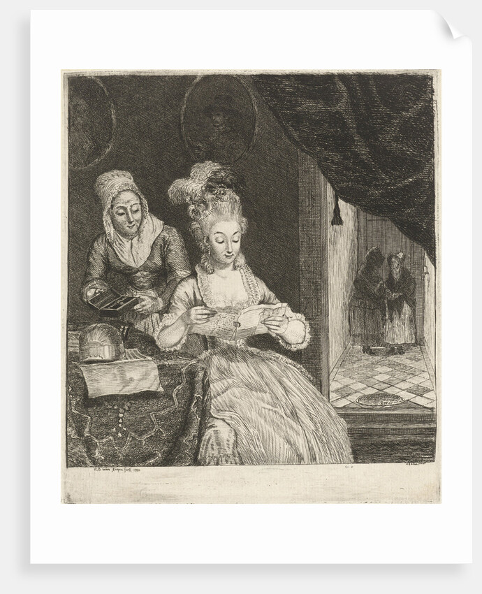 Young woman reading a letter by Louis Bernard Coclers