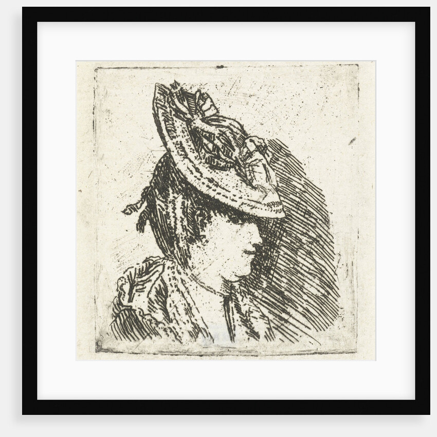 Head Study of a young woman with hat by Louis Bernard Coclers