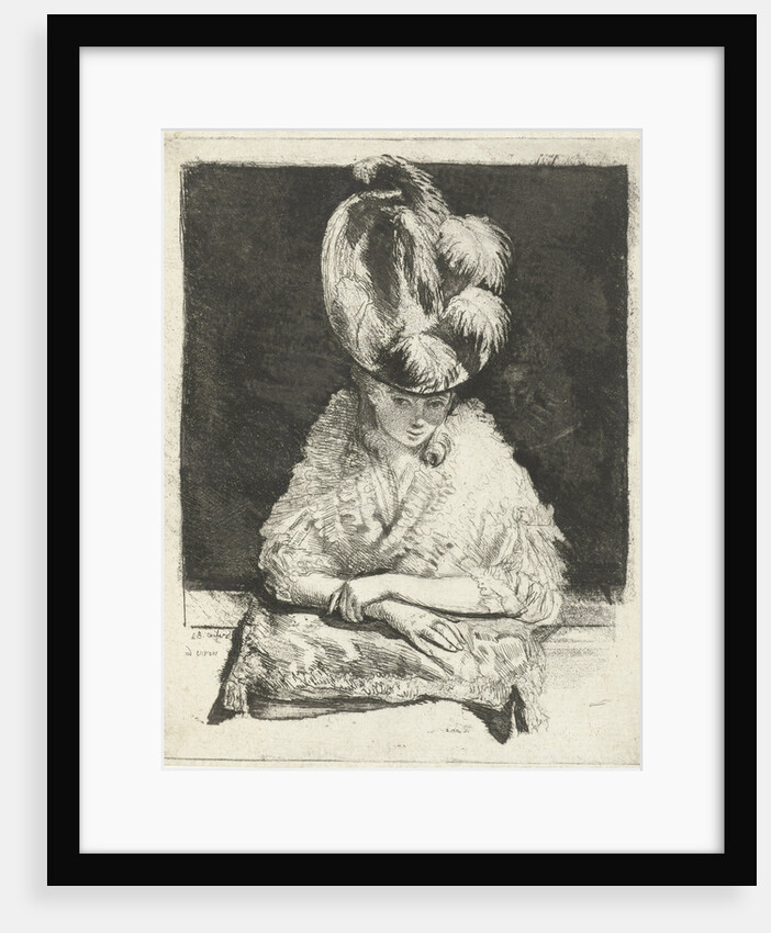 Portrait of a Young Woman with hat looking out the window by Louis Bernard Coclers