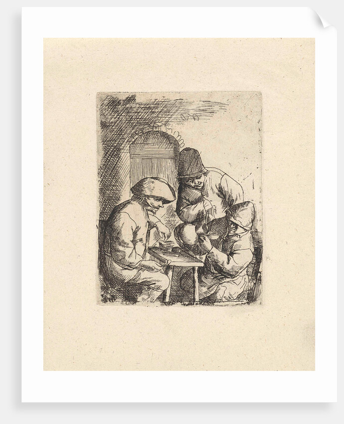 Three men and an empty jar by Adriaen van Ostade