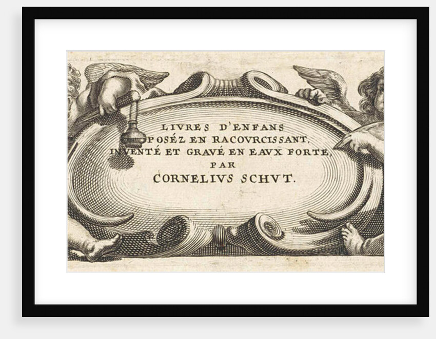 Four putti around a cartouche by Anonymous