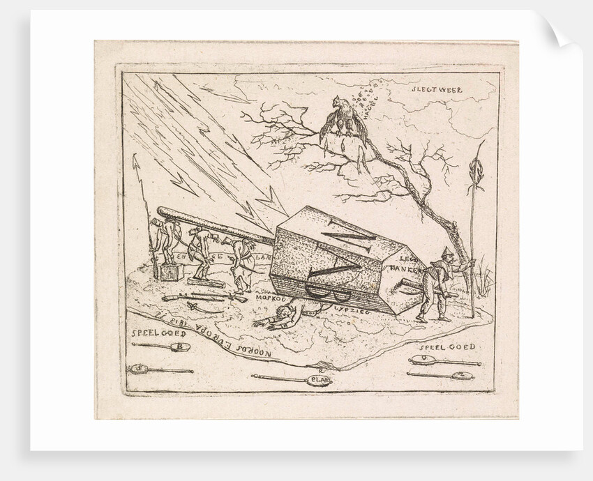 Napoleon crushed under an hexagonal block by Hermanus Fock