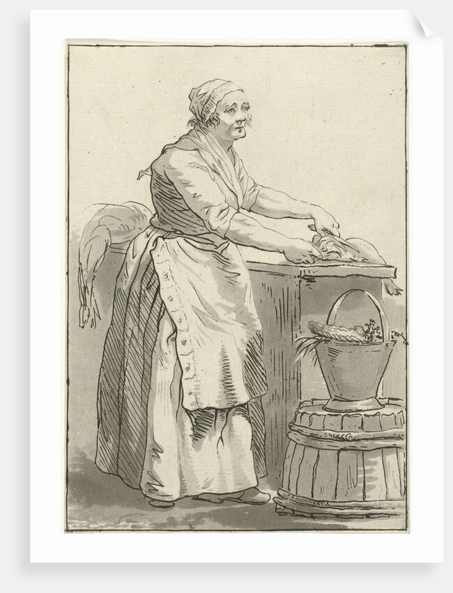 Fish cleaning woman by Hermanus Fock