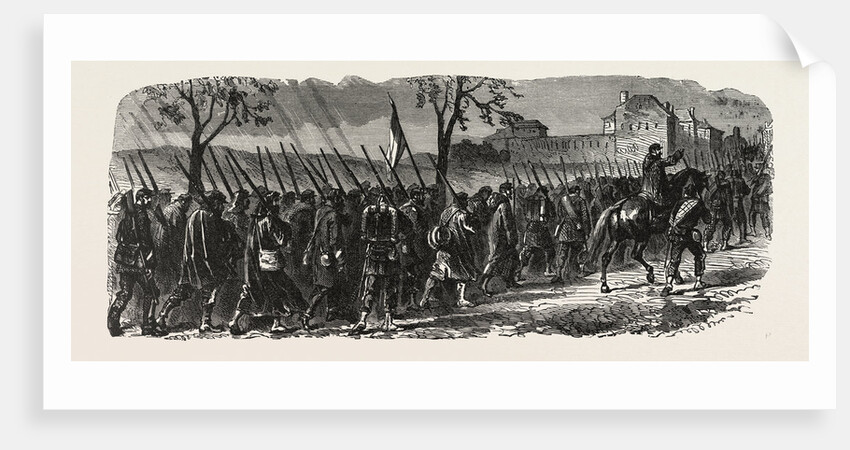 The French 66th Regiment on the March to Forbach, a Commune in the Moselle Department in Lorraine in France. by Anonymous