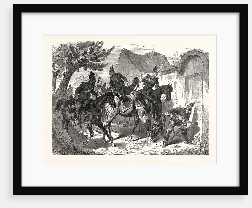 Bavarian Cavalry Patrol in a French Village, France by Anonymous