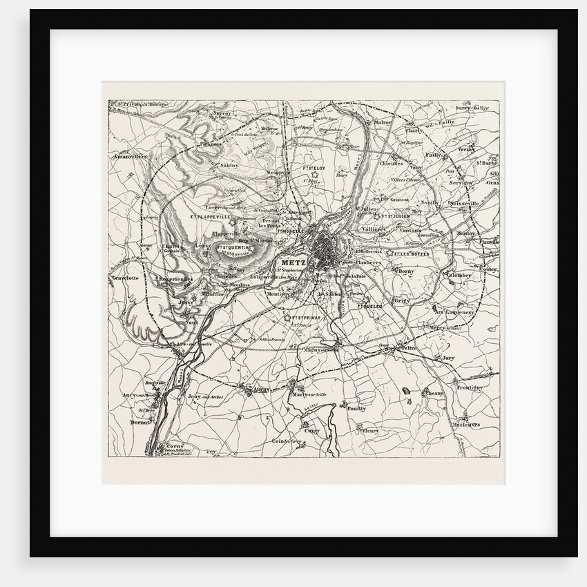 Map of Vicinity of Metz, Indicating the Position Occupied by the Besieging Army 1870 by Anonymous