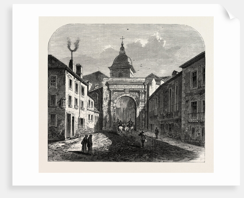 The Black Door, Besançon, Engraving 1870 by Anonymous