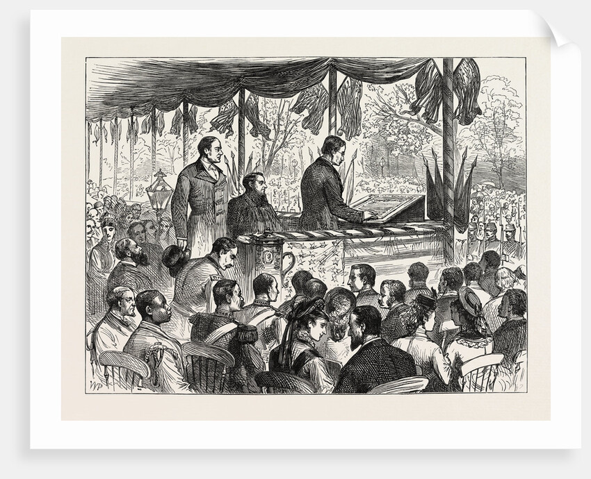 The Centennial Celebration of American Independence: The Fourth of July in Philadelphia: Mr. Richard Henry Lee Reading the Original Document of the Declaration of Independence. 1876 by Anonymous