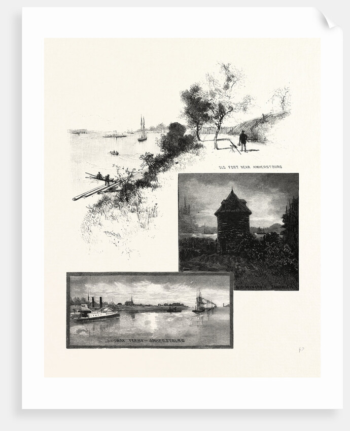 On the Banks of the Detroit, Railway Ferry, Amherstburg, Old Windmill, Sandwich, Old Fort Near Amherstburg, Canada by Anonymous