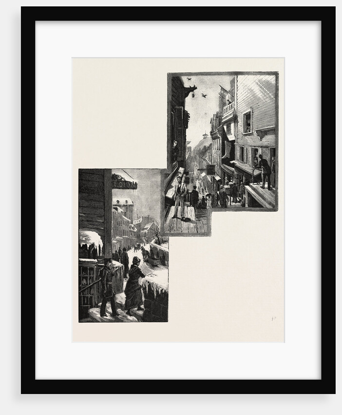 Quebec, Mountain Hill, from Top of Break-Neck Stairs; Little Champlain Street, from Head of Break-Neck Stairs, Canada by Anonymous