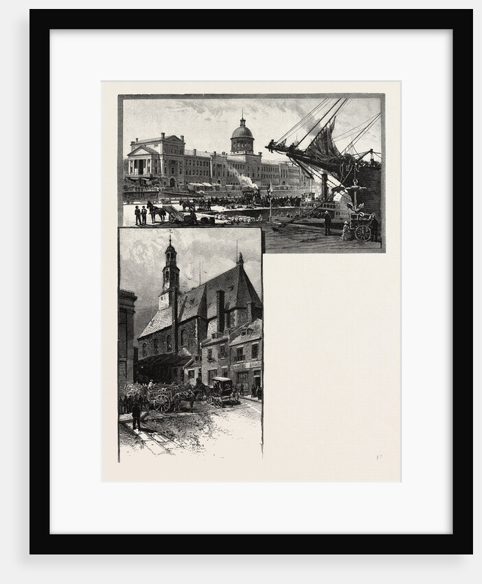 Montreal, Commisioner's Wharf, Bonsecours Market and Bonsecours Church, Canada by Anonymous