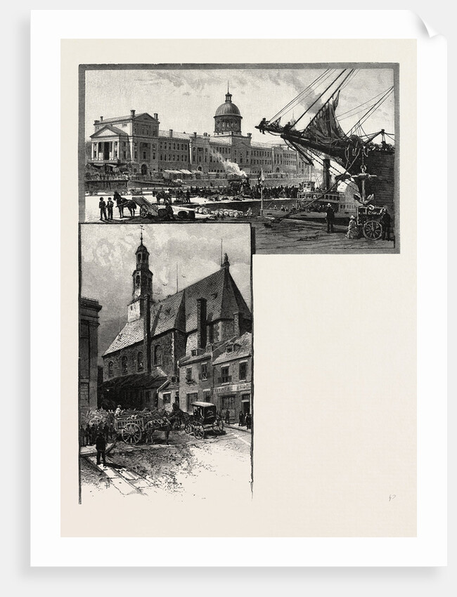 Montreal, Commisioner's Wharf, Bonsecours Market and Bonsecours Church, Canada by Anonymous