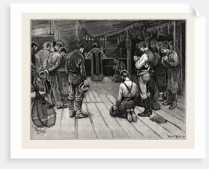 Mass in a Lumber Shanty, Lumbering, Canada by Anonymous