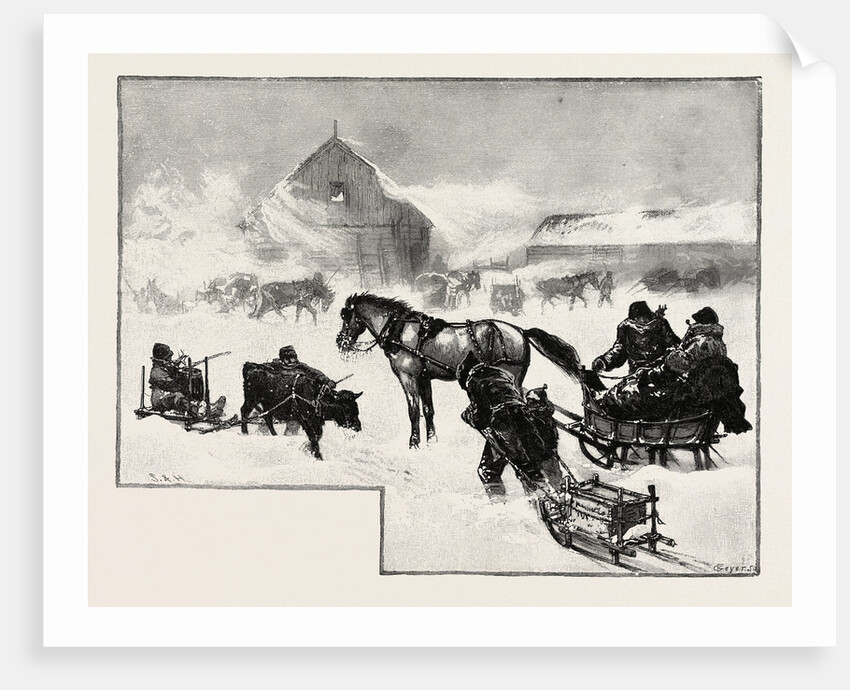 Arrival of Supply Train at Lumber Depot, Lumbering, Canada by Anonymous