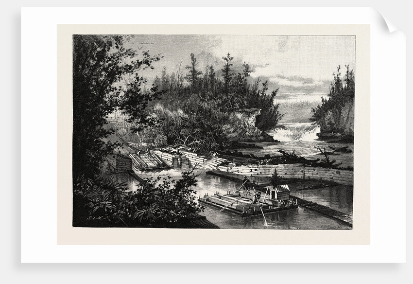 Timber Slide at the Calumet Falls, Canada by Anonymous