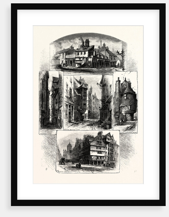 Bits in Old Edinburgh: Advocate's Close, Corner of West Bow, Cardinal Beaton's House, Queen Mary's Bath House, Cowgate; Scotland by Anonymous