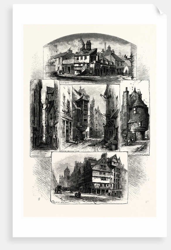 Bits in Old Edinburgh: Advocate's Close, Corner of West Bow, Cardinal Beaton's House, Queen Mary's Bath House, Cowgate; Scotland by Anonymous