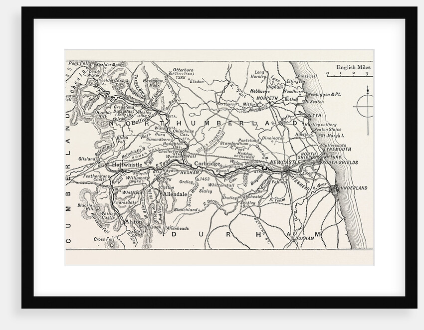 Map of the Course of the Tyne, a River in the UK by Anonymous