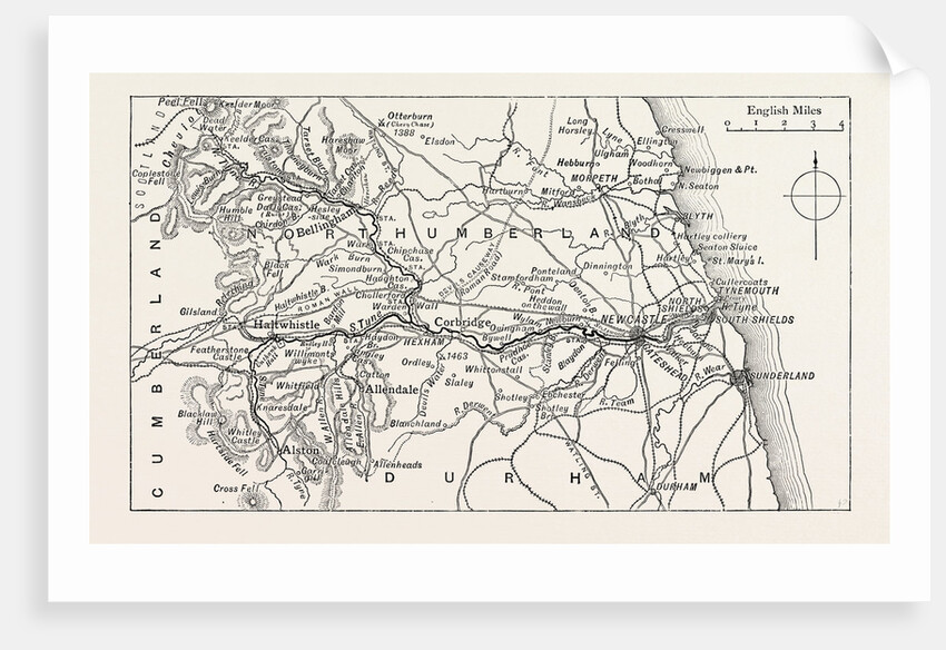 Map of the Course of the Tyne, a River in the UK by Anonymous