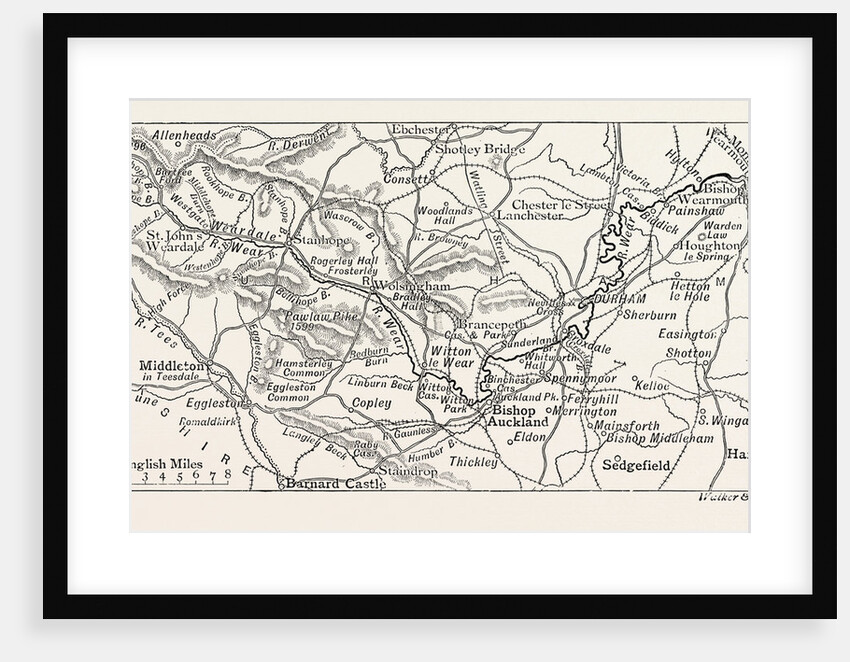 Map of the Course of the Wear, in North East England by Anonymous
