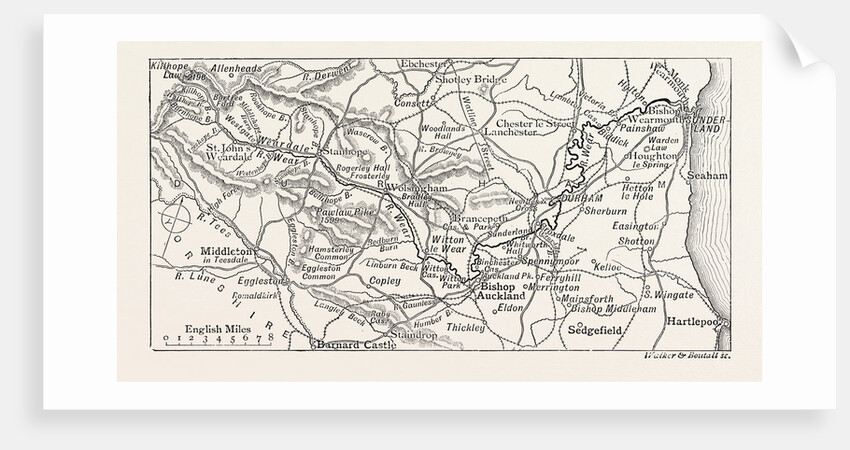 Map of the Course of the Wear, in North East England by Anonymous