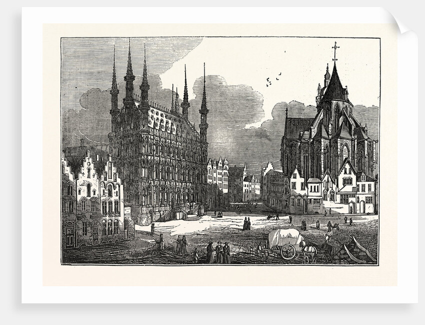 The Townhall and Church of St. Peter, Louvain, Belgium by Anonymous