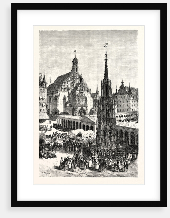 Schone Brunnen and the Frauenkirche, Nuremberg, Germany by Anonymous