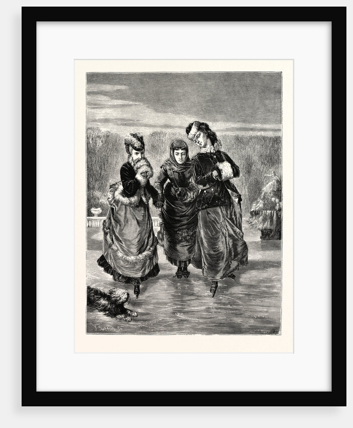 The First Skating Lesson. Winter Pastimes by Anonymous