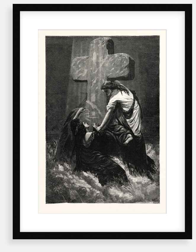 The Helping Hand. Religious Print. by Anonymous