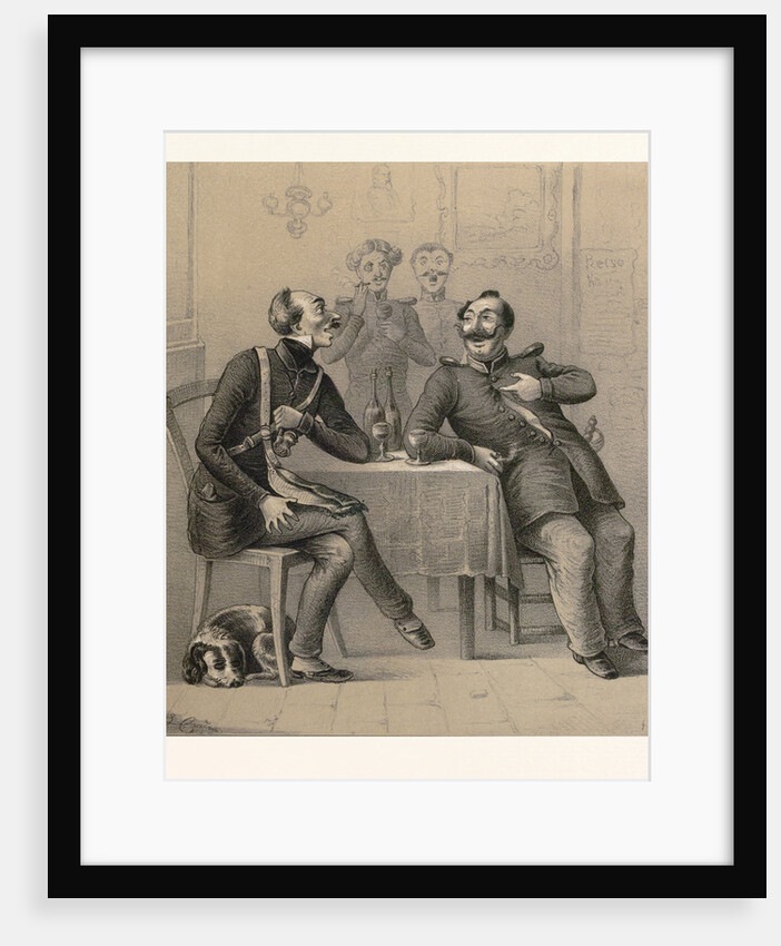 German Military Drinking a Glass of Wine by Anonymous