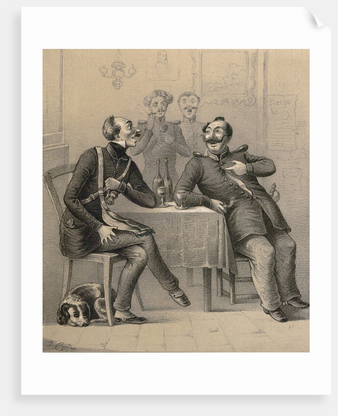 German Military Drinking a Glass of Wine by Anonymous