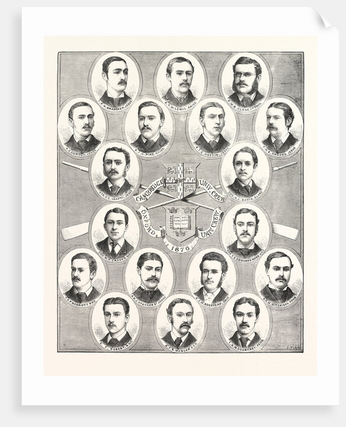 The Oxford and Cambridge Boat Race, 1876.: Portraits of the Crews by Anonymous