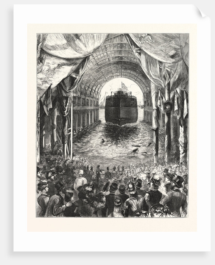 Launch of H.M.S. Inflexible, at Portsmouth: The Vessel Leaving the Ways by Anonymous