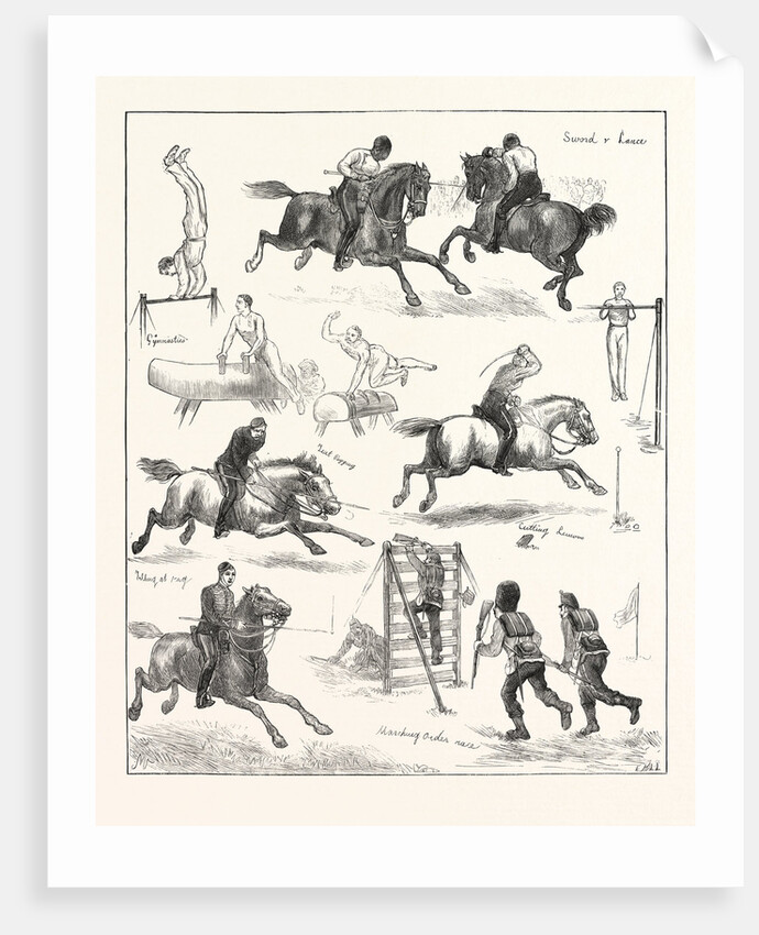 Pen-and-Ink Sketches at the Grand Military Athletic Meeting at Lillie Bridge by Anonymous