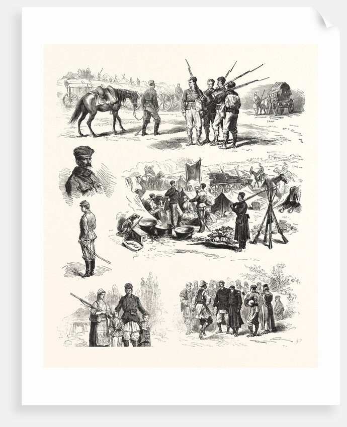The Turco Servian War: Cavalry and Infantry of the Reserve Officers, the Camp Adieu Soldiers Dancing by Anonymous