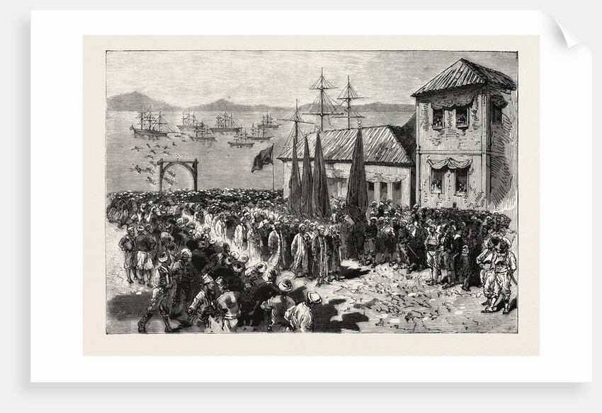 The War in the East, Disembarkment of a Band of Softas at Salonica, En Route for Servia, Serbia by Anonymous